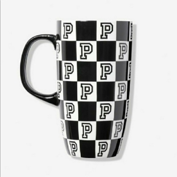 PINK Victoria Secret Black and White logo p  Checkered Rare 23 Fl Oz Ceramic Mug - Picture 1 of 6